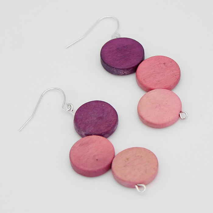 Pink Triple Stacked Earring - Sylca Designs - Chunky Jewelry