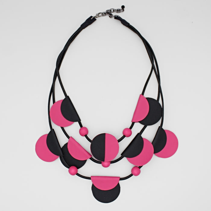 Pink Verona Leather Necklace - Sylca Designs - Chunky Jewelry