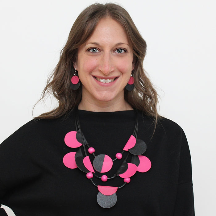 Pink Verona Leather Necklace - Sylca Designs - Chunky Jewelry