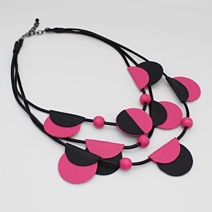 Pink Verona Leather Necklace - Sylca Designs - Chunky Jewelry