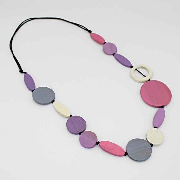 Pink Wood Geo Shaped Necklace - Sylca Designs - Chunky Jewelry