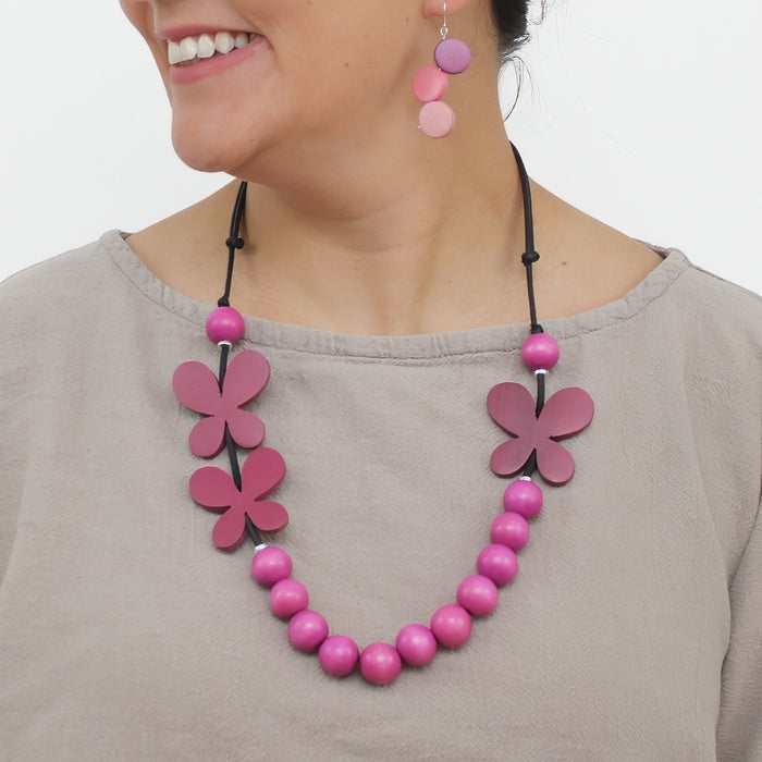 Pink Woodland Wings Necklace