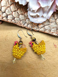 Playful Beaded Chicken Dangle Earrings QE003