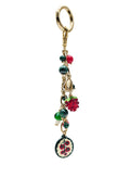 Playful Malachite With Mushroom Raspberry Bag Charm