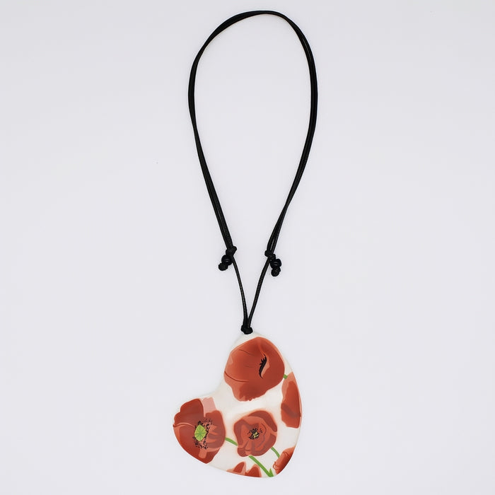Poppies Heart Pendant - Sylca Designs - Chunky Jewelry