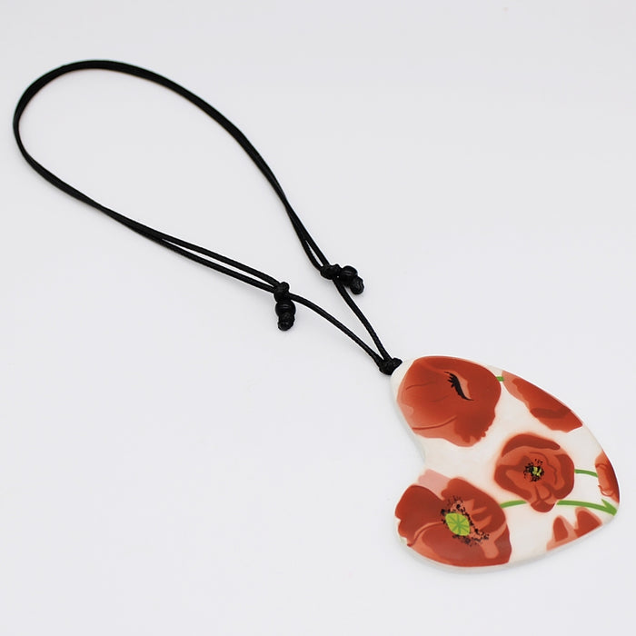 Poppies Heart Pendant - Sylca Designs - Chunky Jewelry