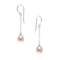 pink pearl earrings Poppy Pink Pearl Hook Earrings in 925 sterling silver with freshwater pink pearls