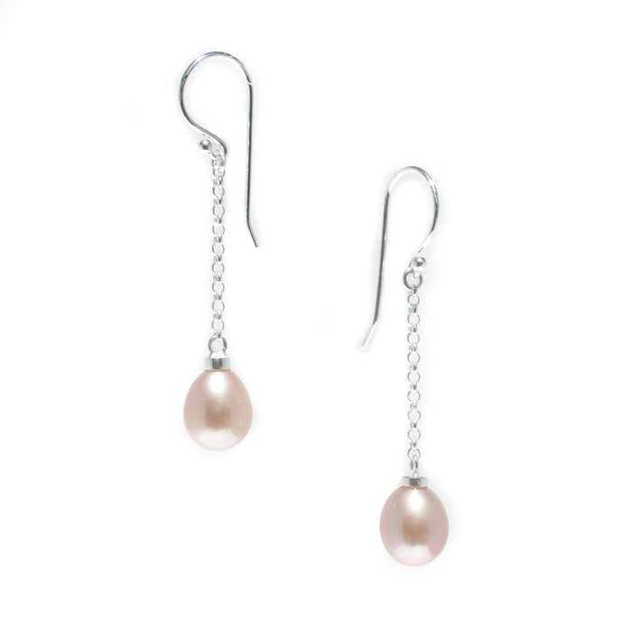 pink pearl earrings Poppy Pink Pearl Hook Earrings in 925 sterling silver with freshwater pink pearls