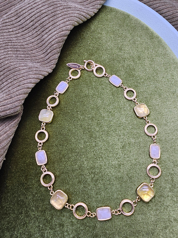 Prehnite And Moonstone Charms Choker Necklace SN031