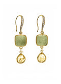 Prehnite With Teardrop Cotrine Dangle Earrings SE019