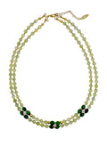 Prehnite with Zircon Stones Double Layers Collar Necklace LN051
