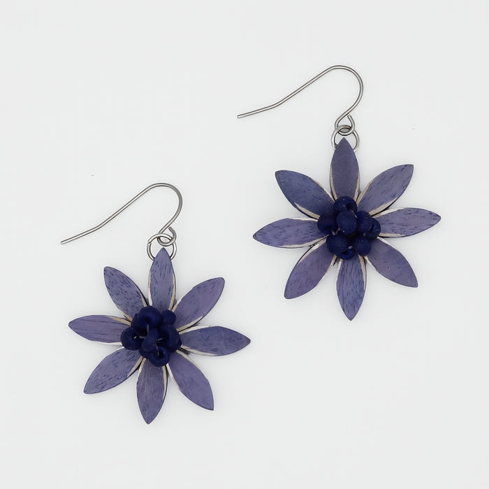 Purple Amaya Flower Earrings - Sylca Designs - Chunky Jewelry