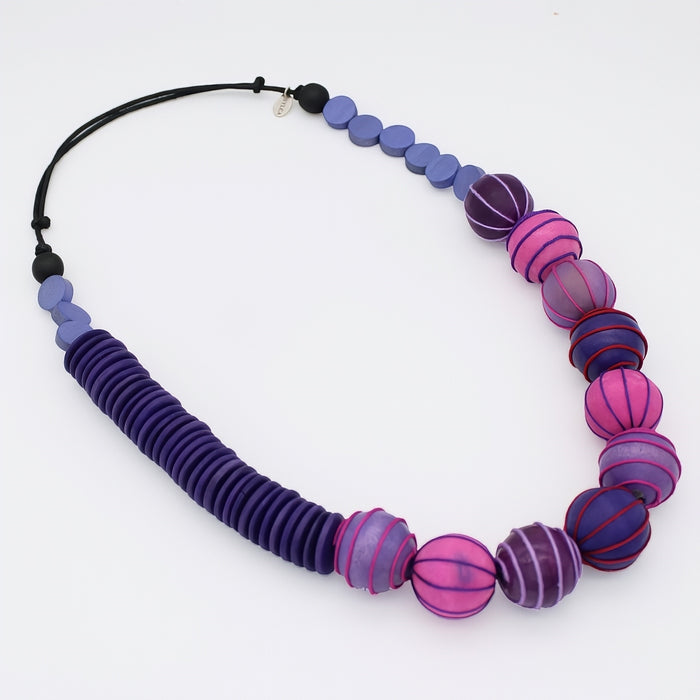 Purple Anaya Wrapped Bead Necklace - Sylca Designs - Chunky Jewelry