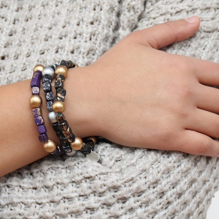 Purple and Gold Speckle Bracelet