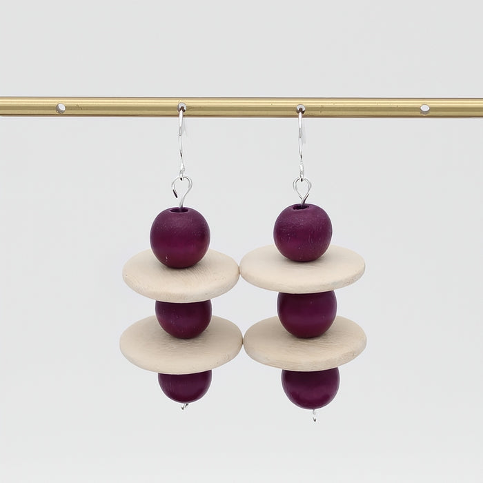 Purple and Ivory Contemporary Earring - Sylca Designs - Chunky Jewelry