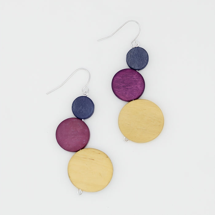 Purple and Mustard Beckett Bubble Earrings - Sylca Designs - Chunky Jewelry