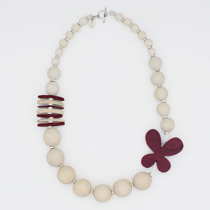 Purple and White Flutter Statement Necklace - Sylca Designs - Chunky Jewelry