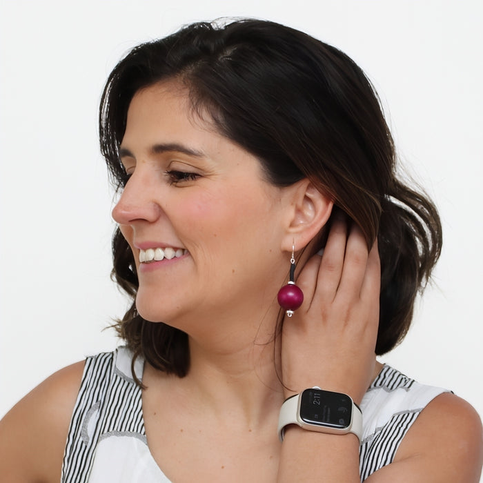 Purple Ball Drop Earring - Sylca Designs - Chunky Jewelry