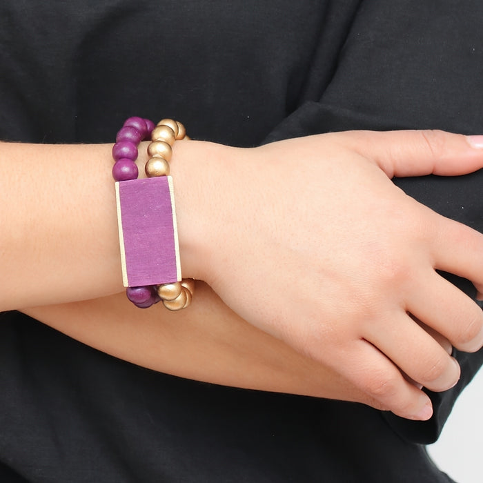 Purple Bar and Bead Bracelet - Sylca Designs - Chunky Jewelry
