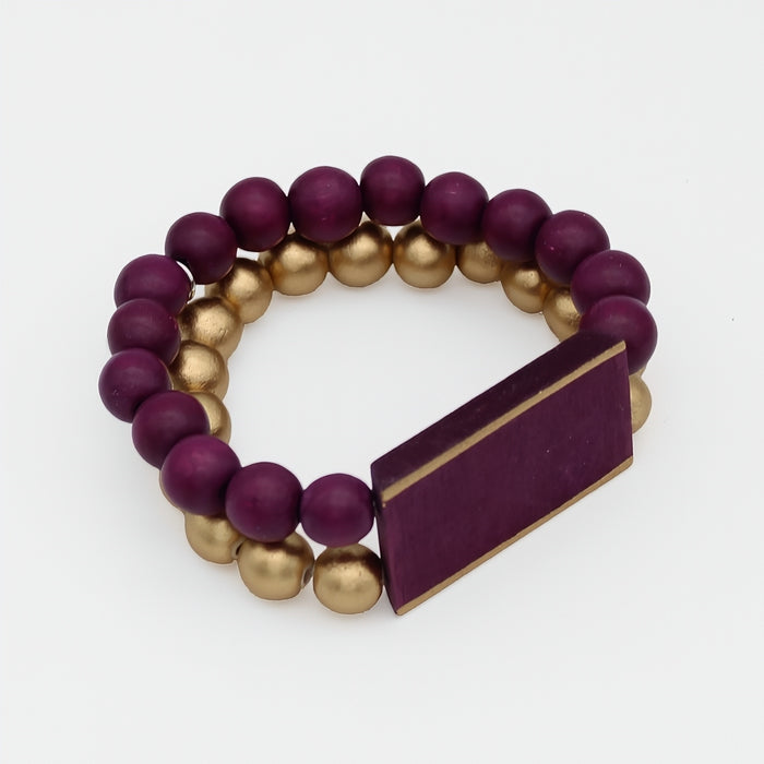 Purple Bar and Bead Bracelet - Sylca Designs - Chunky Jewelry