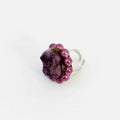 Purple Beaded Flower Ring - Sylca Designs - Chunky Jewelry