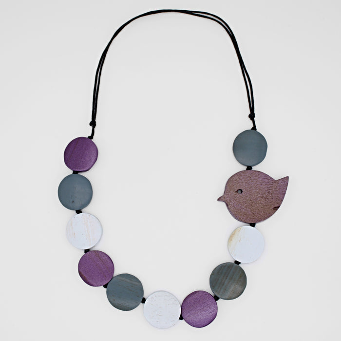 Purple Beaded Robin Necklace - Sylca Designs - Chunky Jewelry