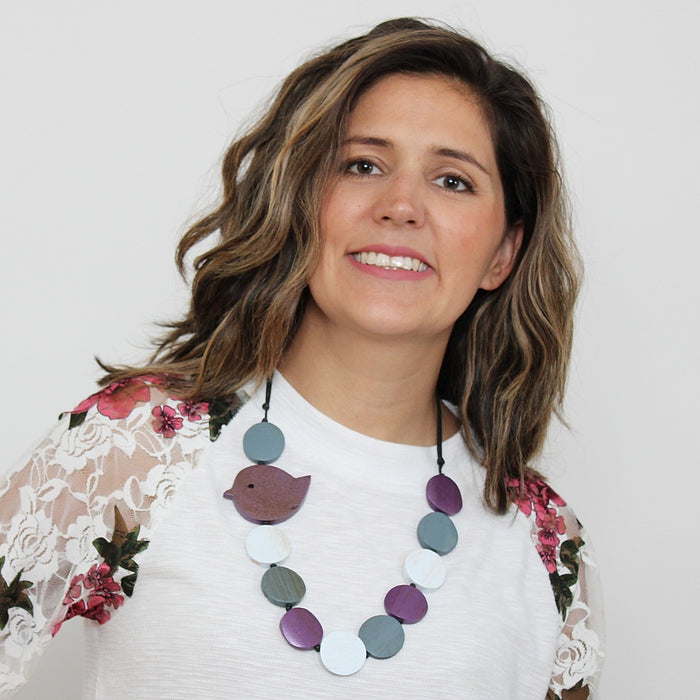 Purple Beaded Robin Necklace - Sylca Designs - Chunky Jewelry
