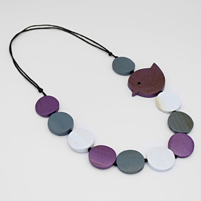 Purple Beaded Robin Necklace - Sylca Designs - Chunky Jewelry