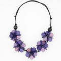 Purple Cascading Blooms Necklace - Sylca Designs - Chunky Jewelry