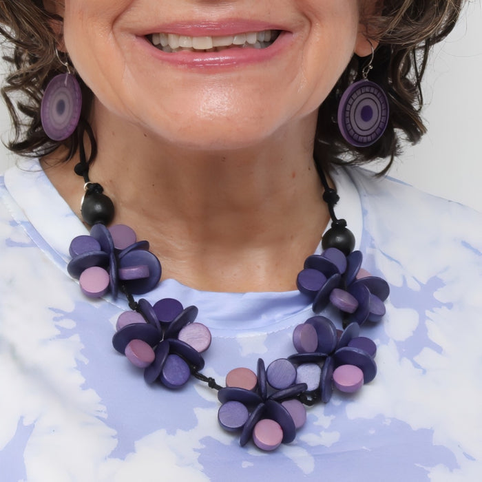 Purple Cascading Blooms Necklace - Sylca Designs - Chunky Jewelry