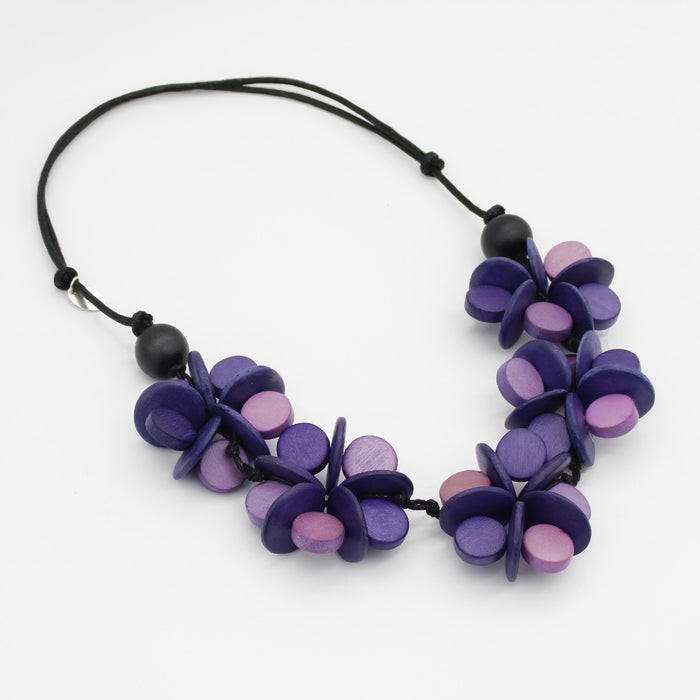 Purple Cascading Blooms Necklace - Sylca Designs - Chunky Jewelry