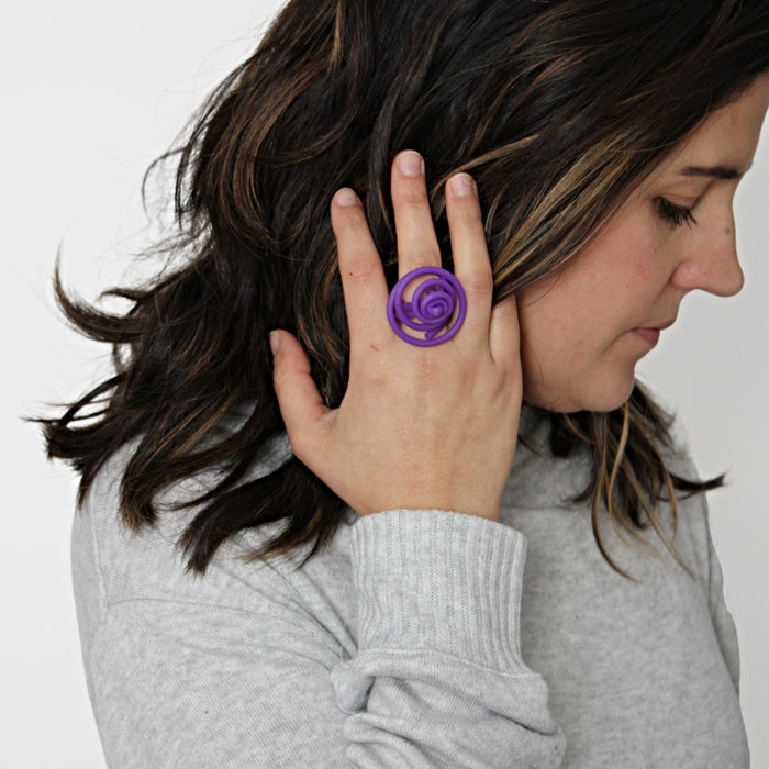 Purple Cefalu Swirl Ring - Sylca Designs - Chunky Jewelry