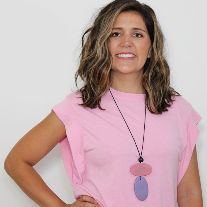 Purple Double Bead Alaina Pendant - Sylca Designs - Chunky Jewelry