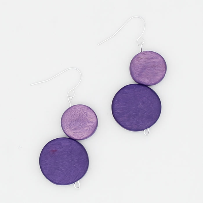 Purple Georgie Two Bead Drop Earrings - Sylca Designs - Chunky Jewelry