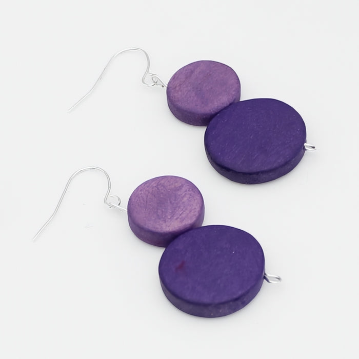 Purple Georgie Two Bead Drop Earrings - Sylca Designs - Chunky Jewelry