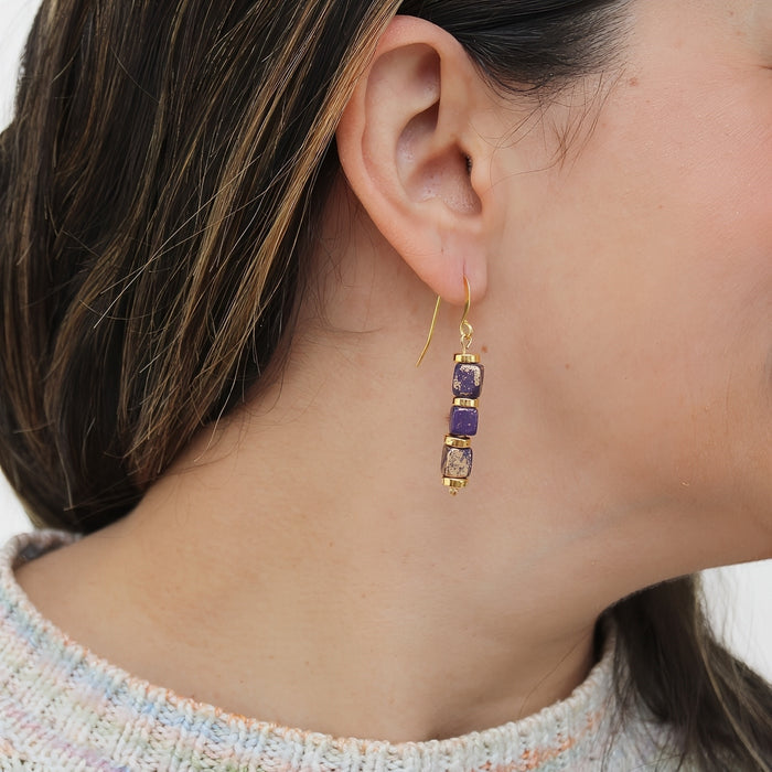 Purple Inspire Bead Earring - Sylca Designs - Chunky Jewelry