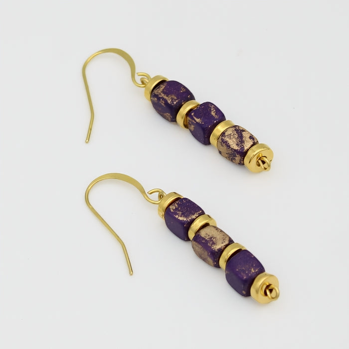Purple Inspire Bead Earring - Sylca Designs - Chunky Jewelry