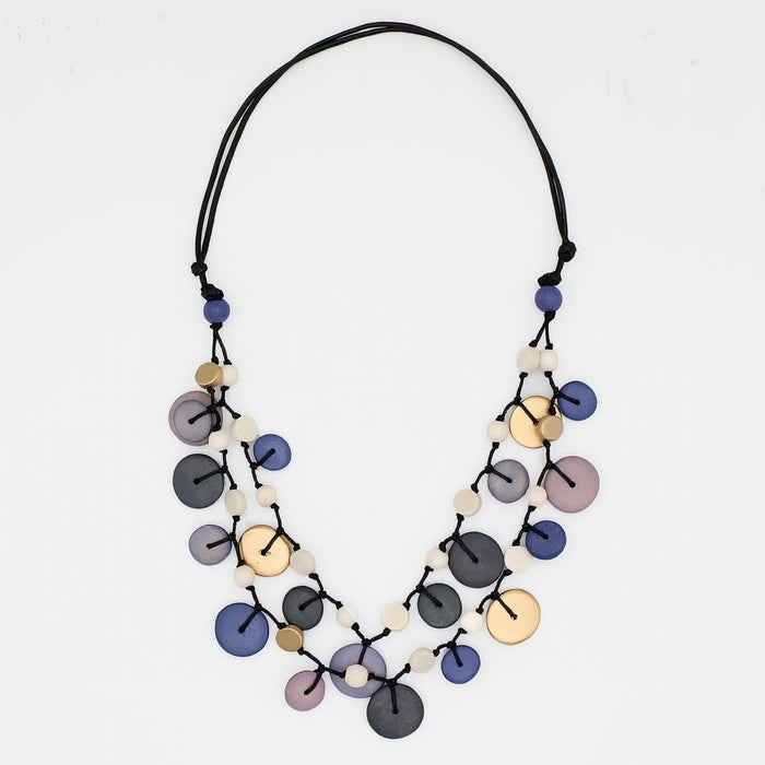 Purple Juliette Drop Double Strand Necklace - Sylca Designs - Chunky Jewelry