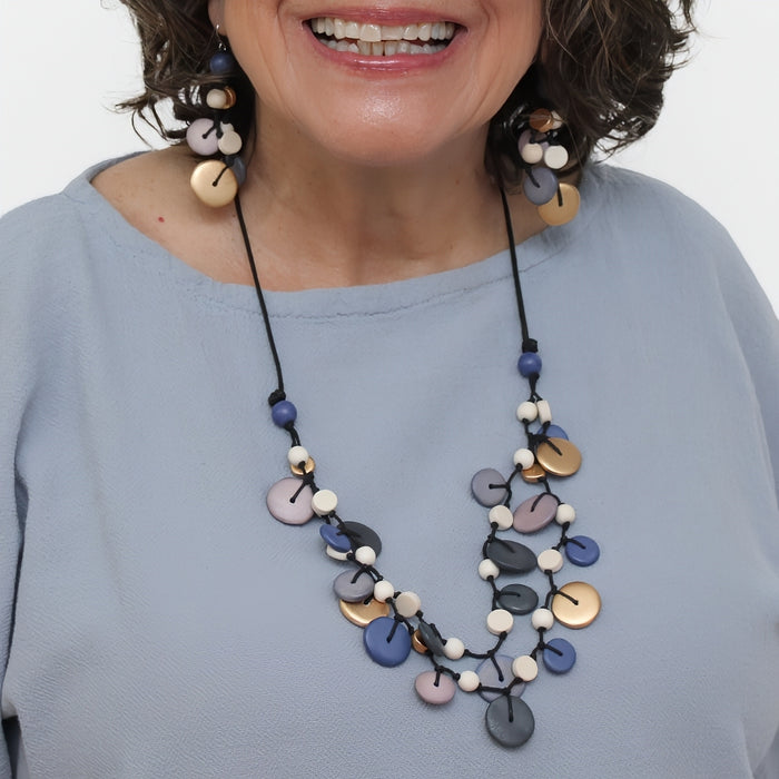 Purple Juliette Drop Double Strand Necklace - Sylca Designs - Chunky Jewelry