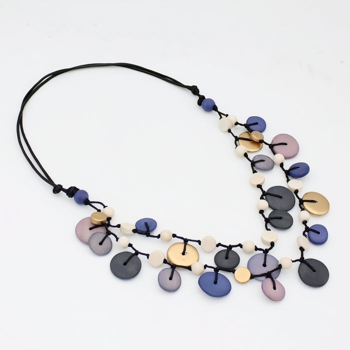 Purple Juliette Drop Double Strand Necklace - Sylca Designs - Chunky Jewelry