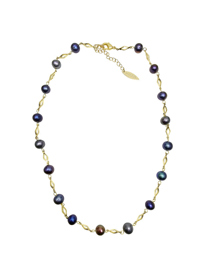 Purple Natural Pearls Minimalist Necklace NN006