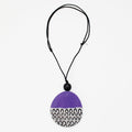 Purple Round Decoupage Jolie Pendant - Sylca Designs - Chunky Jewelry