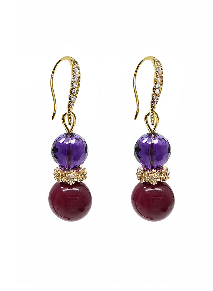 Purple Tone Sugilite With Amethyst Dangle Earrings SE006