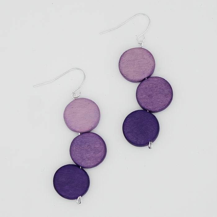 Purple Triple Stacked Earring - Sylca Designs - Chunky Jewelry