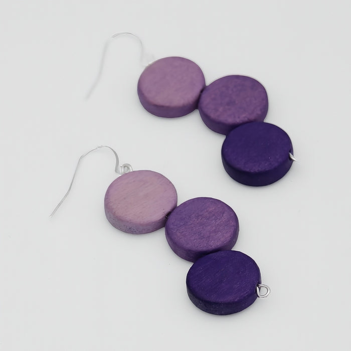 Purple Triple Stacked Earring - Sylca Designs - Chunky Jewelry