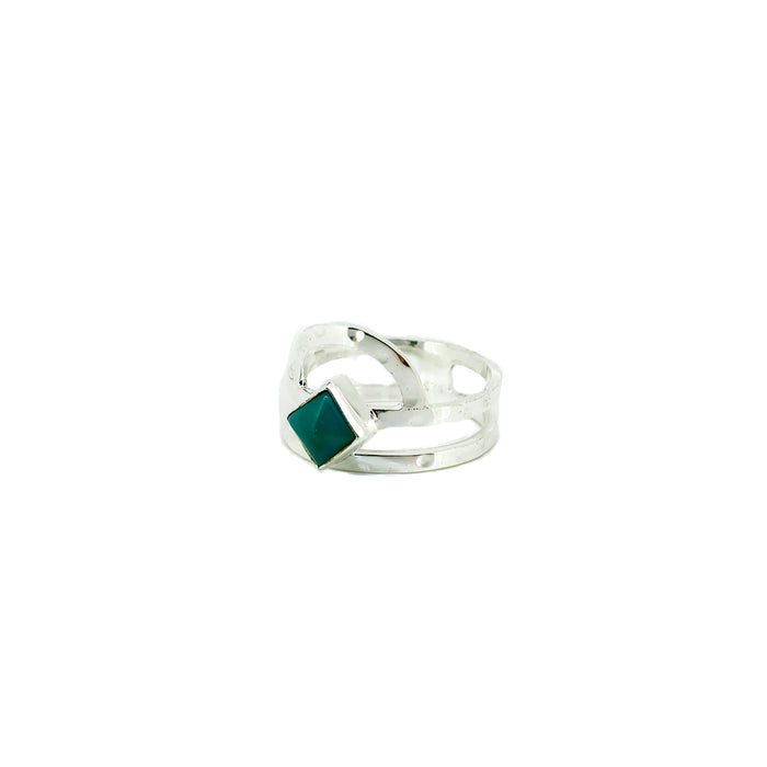 sterling silver ring with turquoise green gemstone designed in broome Western Australia