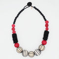 Raspberry Maris Threaded Ball Statement Necklace - Sylca Designs - Chunky Jewelry