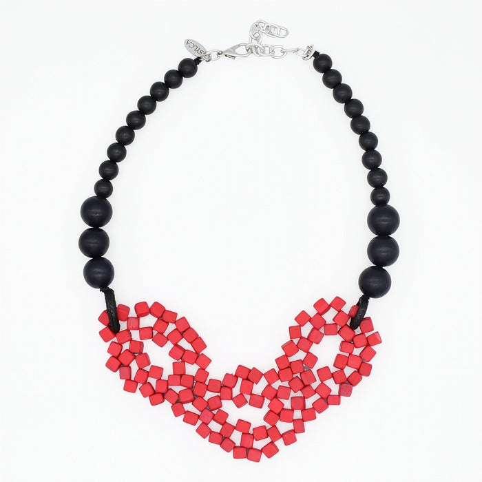 Raspberry Mosaic Statement Necklace