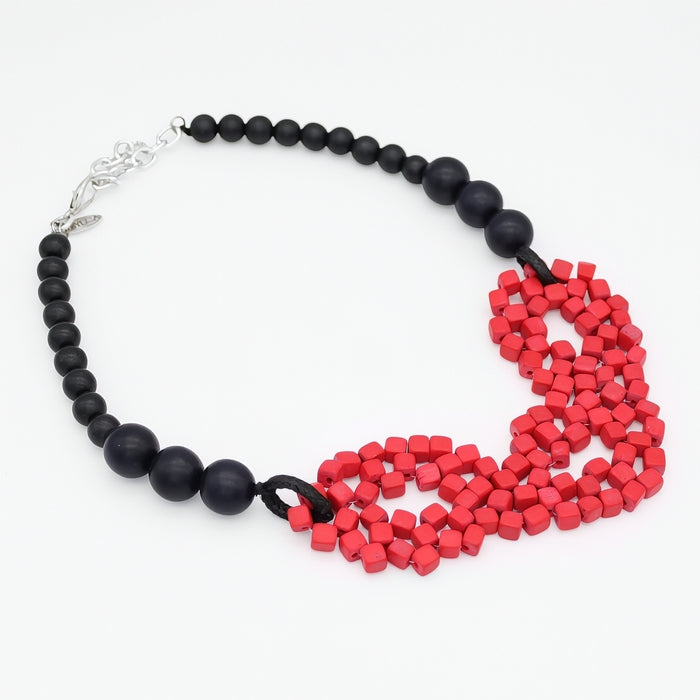 Raspberry Mosaic Statement Necklace