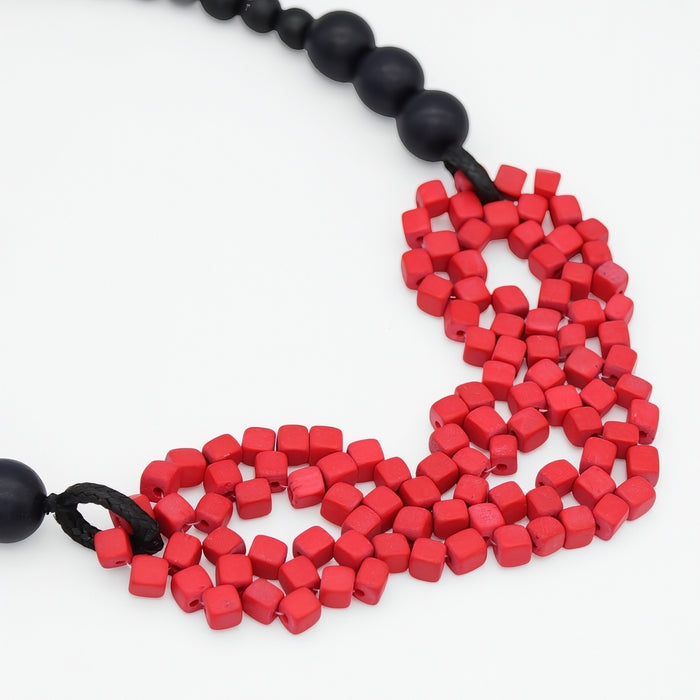 Raspberry Mosaic Statement Necklace